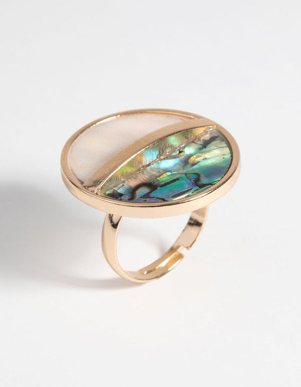 Gold and Marble Iridescent Ring