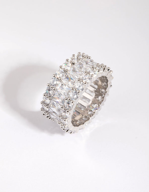 Rhodium Baguette Cubic Zirconia Ring