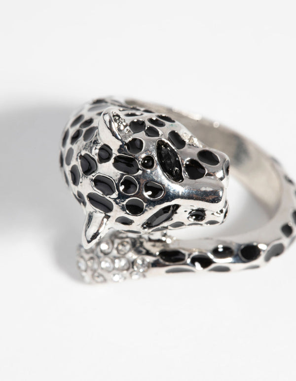 Rhodium Panther Ring