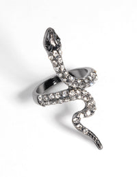 Rhodium Crystal Snake Ring - link has visual effect only