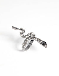 Rhodium Crystal Snake Ring - link has visual effect only
