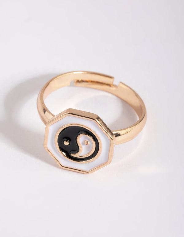 Yin and Yang Hexagon Ring