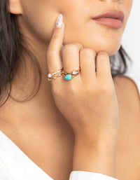 Gold Pearl and Semi-Precious Ring Pack - link has visual effect only
