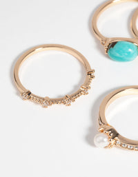Gold Pearl and Semi-Precious Ring Pack - link has visual effect only