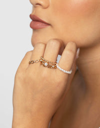 Gold Pearl and Twist Ring Pack - link has visual effect only