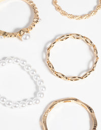 Gold Pearl and Twist Ring Pack - link has visual effect only