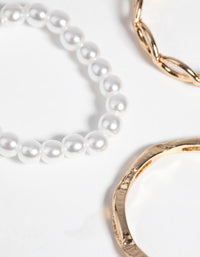 Gold Pearl and Twist Ring Pack - link has visual effect only