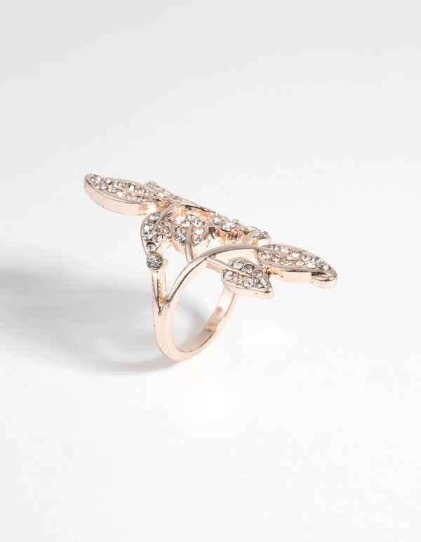 Rose Gold Diamante Petal Ring