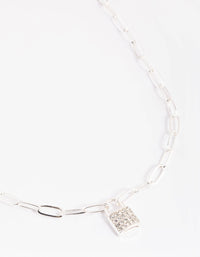 Silver Diamante Padlock Necklace - link has visual effect only