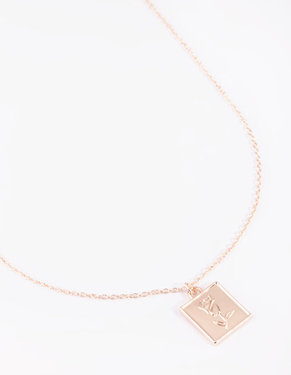 Rose Gold Square Pendant Necklace