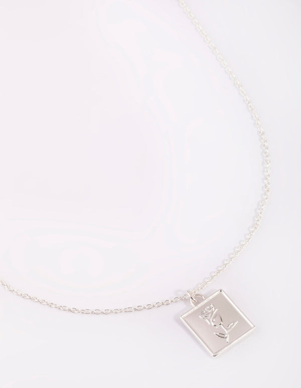 Silver Rose Pendant Necklace
