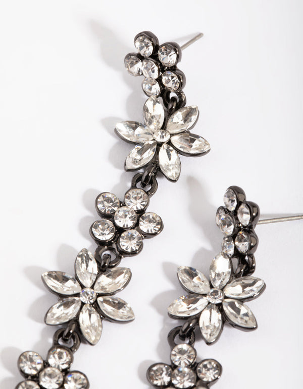 Funmetal Flower Chain Drop Earrings