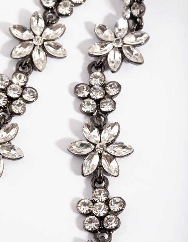 Funmetal Flower Chain Drop Earrings