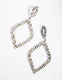 Gunmetal Diamante Drop Earrings - link has visual effect only