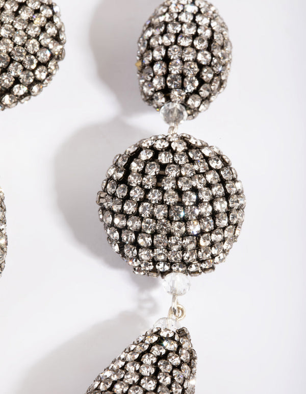 Gunmetal Diamante Drop Earrings