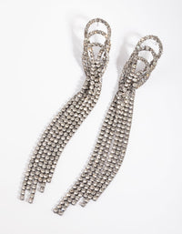 Gunmetal Diamante Tassel Drop Earrings - link has visual effect only