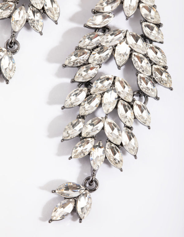 Gunmetal Navette Drop Earrings