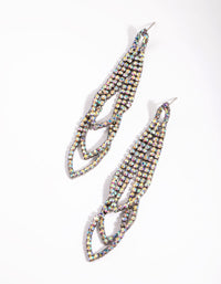 Gunmetal Diamante Drop Earrings - link has visual effect only