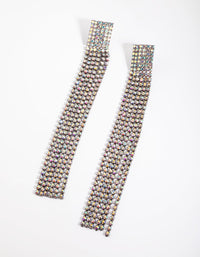 Gunmetal Diamante Tassel Drop Earrings - link has visual effect only