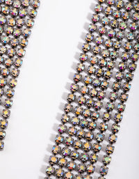 Gunmetal Diamante Tassel Drop Earrings - link has visual effect only
