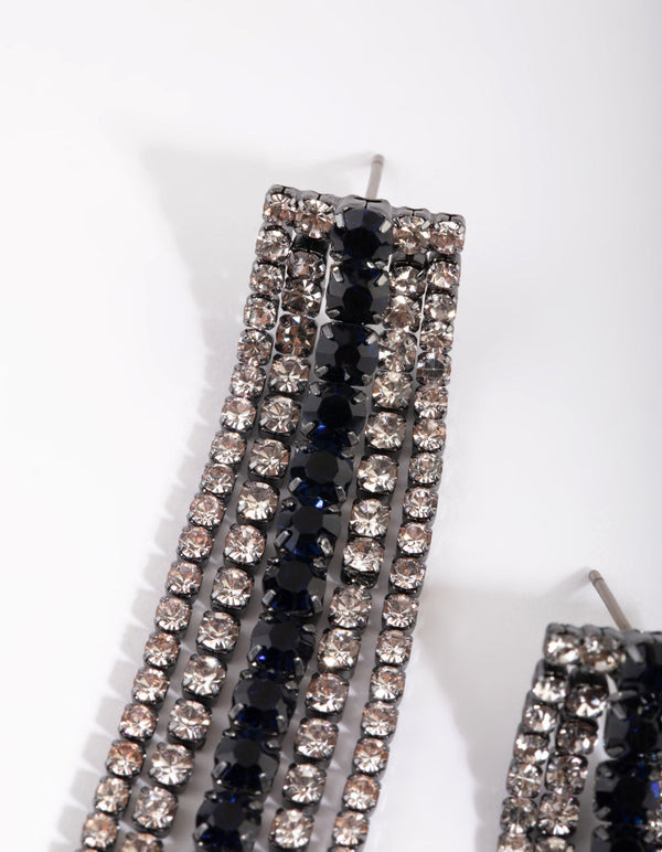 Gunmetal Diamante Drop Earrings