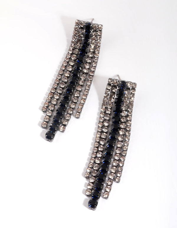 Gunmetal Diamante Drop Earrings