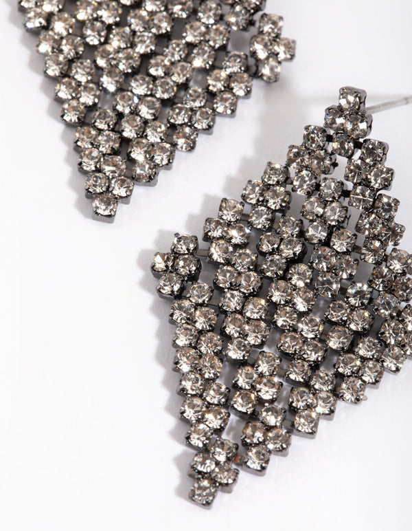 Gunmetal Diamante Kite Stud Earrings