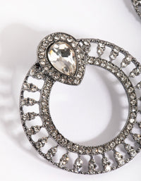 Gunmetal Circular Diamante Stud Earrings - link has visual effect only