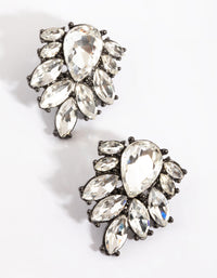 Gunmetal Diamante Statement Stud Earrings - link has visual effect only