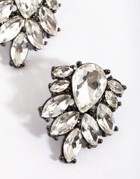 Gunmetal Diamante Statement Stud Earrings - link has visual effect only