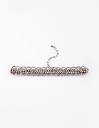 Gunmetal Diamante Choker Necklace - link has visual effect only