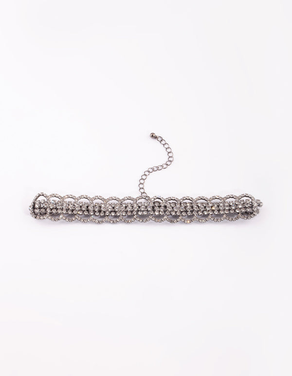 Gunmetal Diamante Choker Necklace