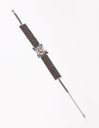 Gunmetal Diamante Flower Choker Necklace - link has visual effect only