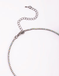 Gunmetal Diamante Necklace and Earrings Set - link has visual effect only