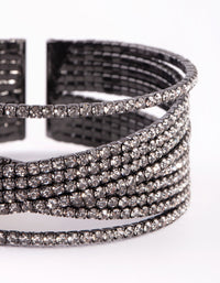 Gunmetal Diamante Cuff Bangle - link has visual effect only