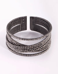 Gunmetal Diamante Cuff Bangle - link has visual effect only