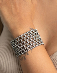 Gunmetal Diamante Mesh Bracelet - link has visual effect only