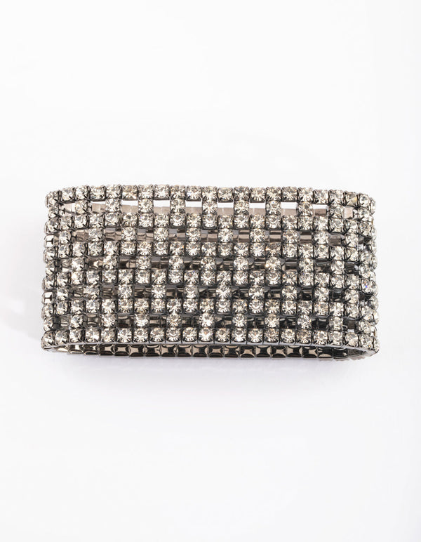 Gunmetal Diamante Mesh Bracelet
