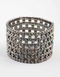 Gunmetal Diamante Mesh Bracelet - link has visual effect only