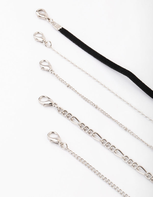 Silver Snake Charm Choker Necklace