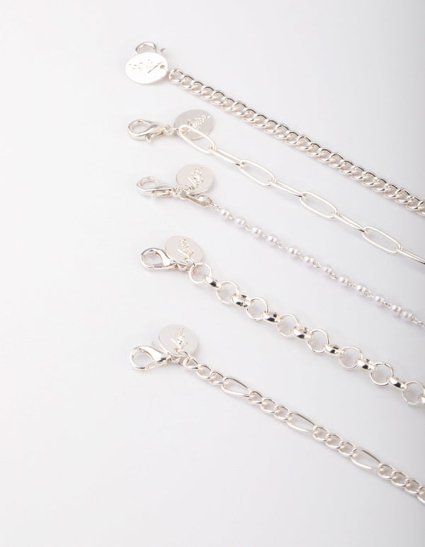 Silver Pearl Choker Necklace
