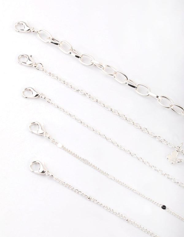 Silver Butterfly Choker Necklace