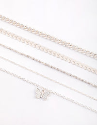 Silver Glitter Butterfly Choker Necklace - link has visual effect only