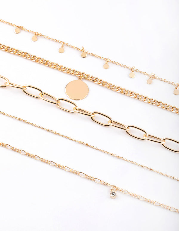 Gold Disc Choker Necklace