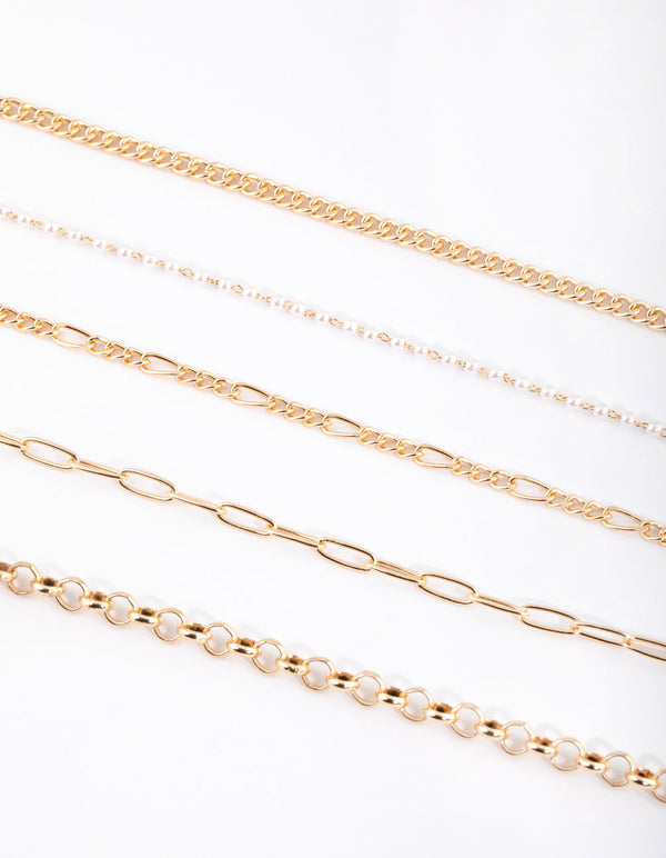Gold Pearl Choker Necklace