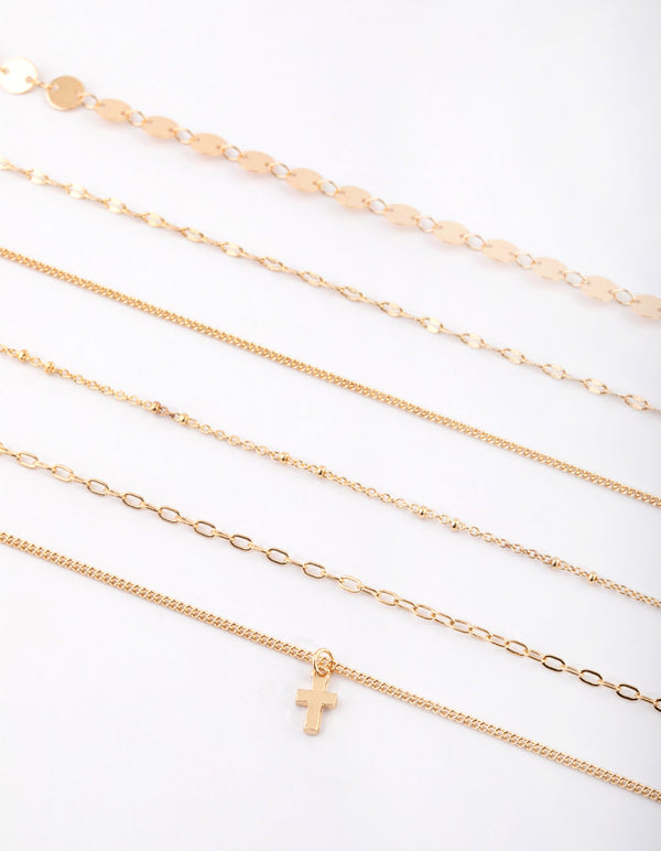 Gold Cross Choker Necklace