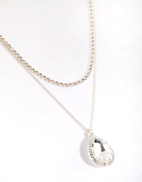 Silver Diamante Layered Necklace - link has visual effect only