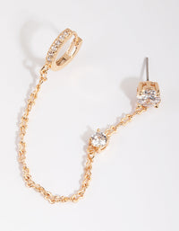 Gold Chain Stud and Huggie Earrings - link has visual effect only