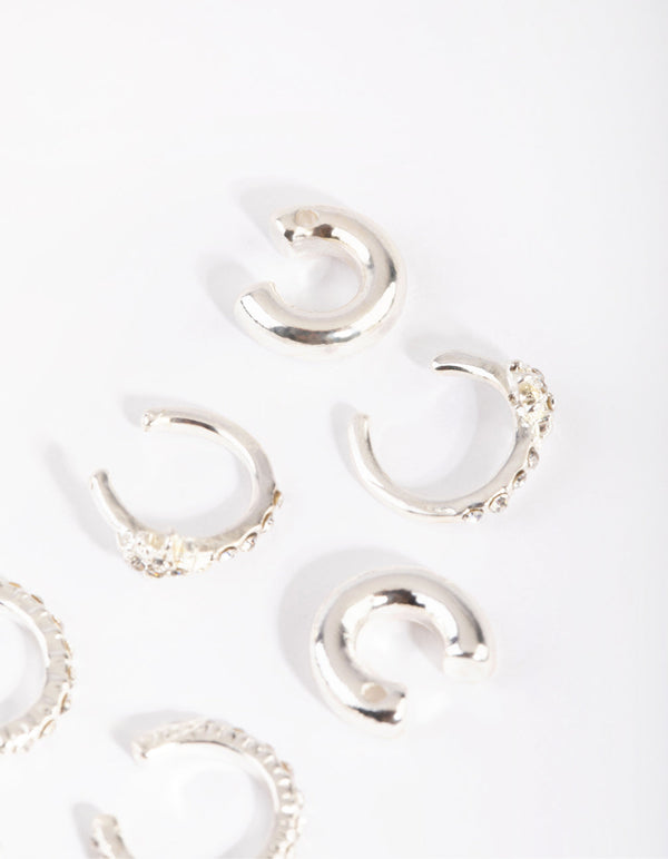 Silver Diamante Cuff Earring Stack Pack