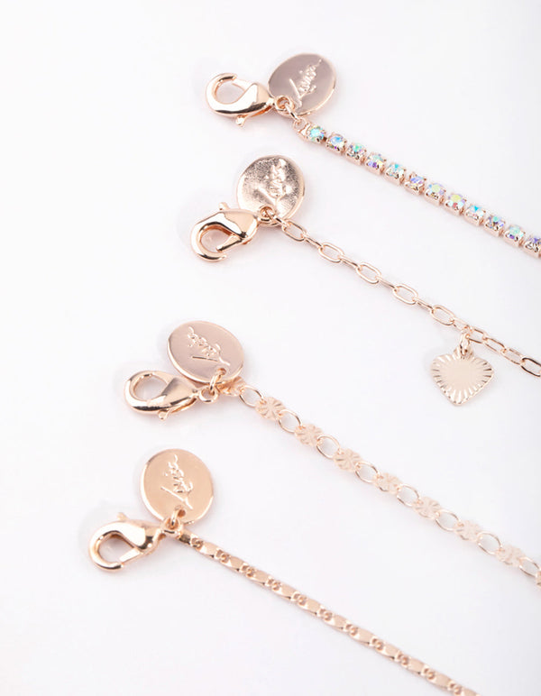 Rose Gold Hearts Bracelet and Anklet